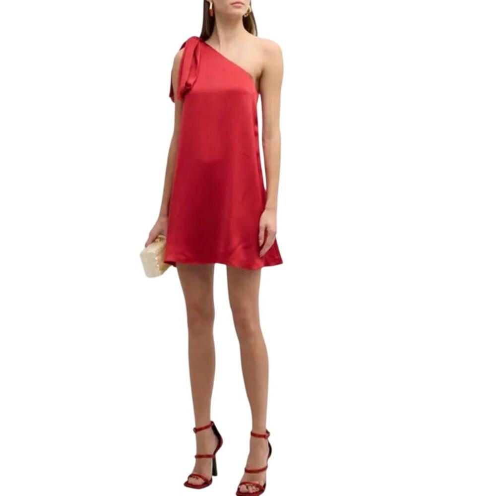 RAMY BROOK Dress NEW Size 6 Red Harmoni Mini One Shoulder Satin $495